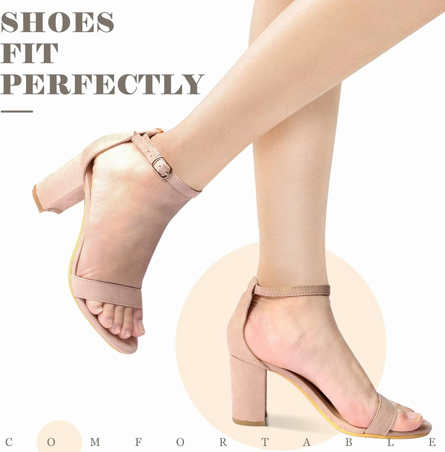 Ankis Heels for Women Open Toe Ankle Strap Chunky Heel Sandals 2.75 Inch