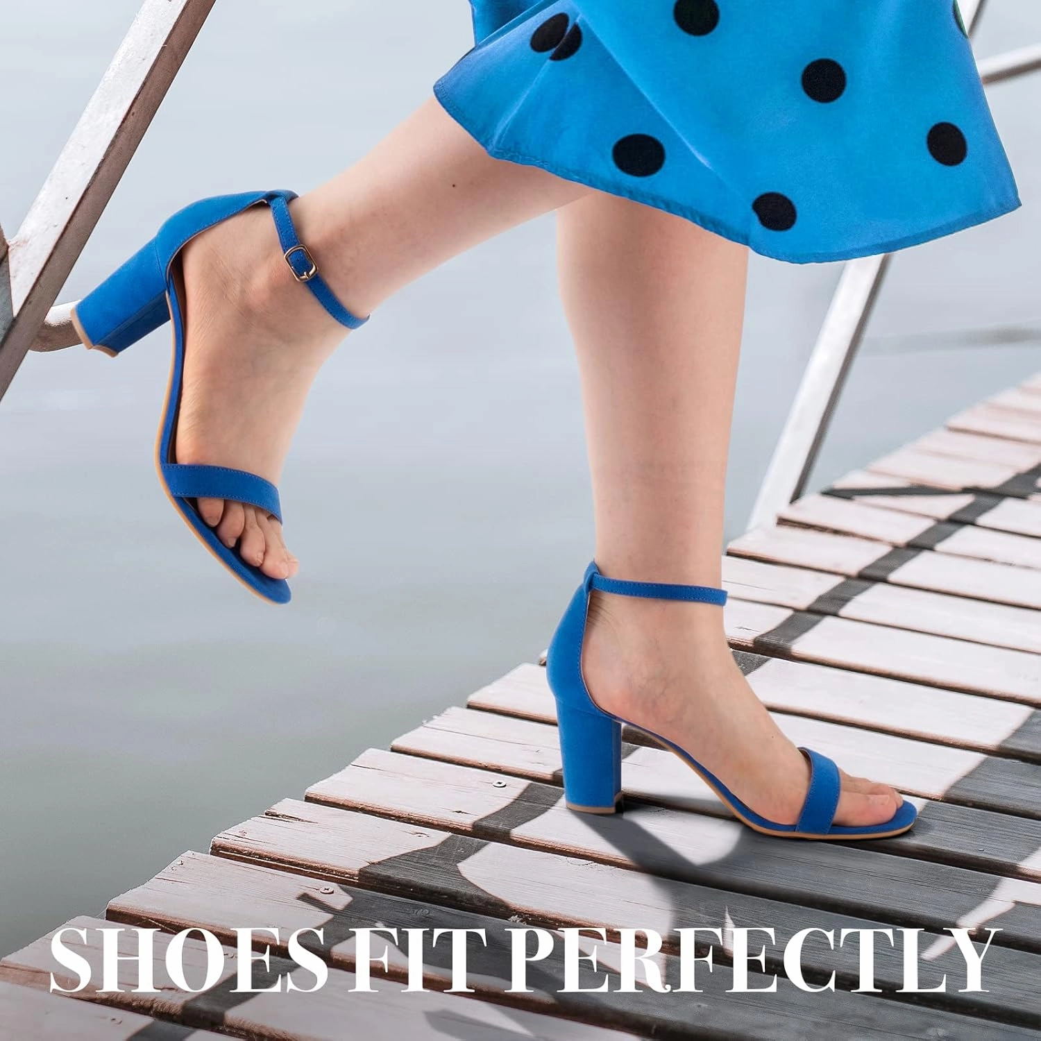 Ankis Heels for Women Open Toe Ankle Strap Chunky Heel Sandals 2.75 Inch