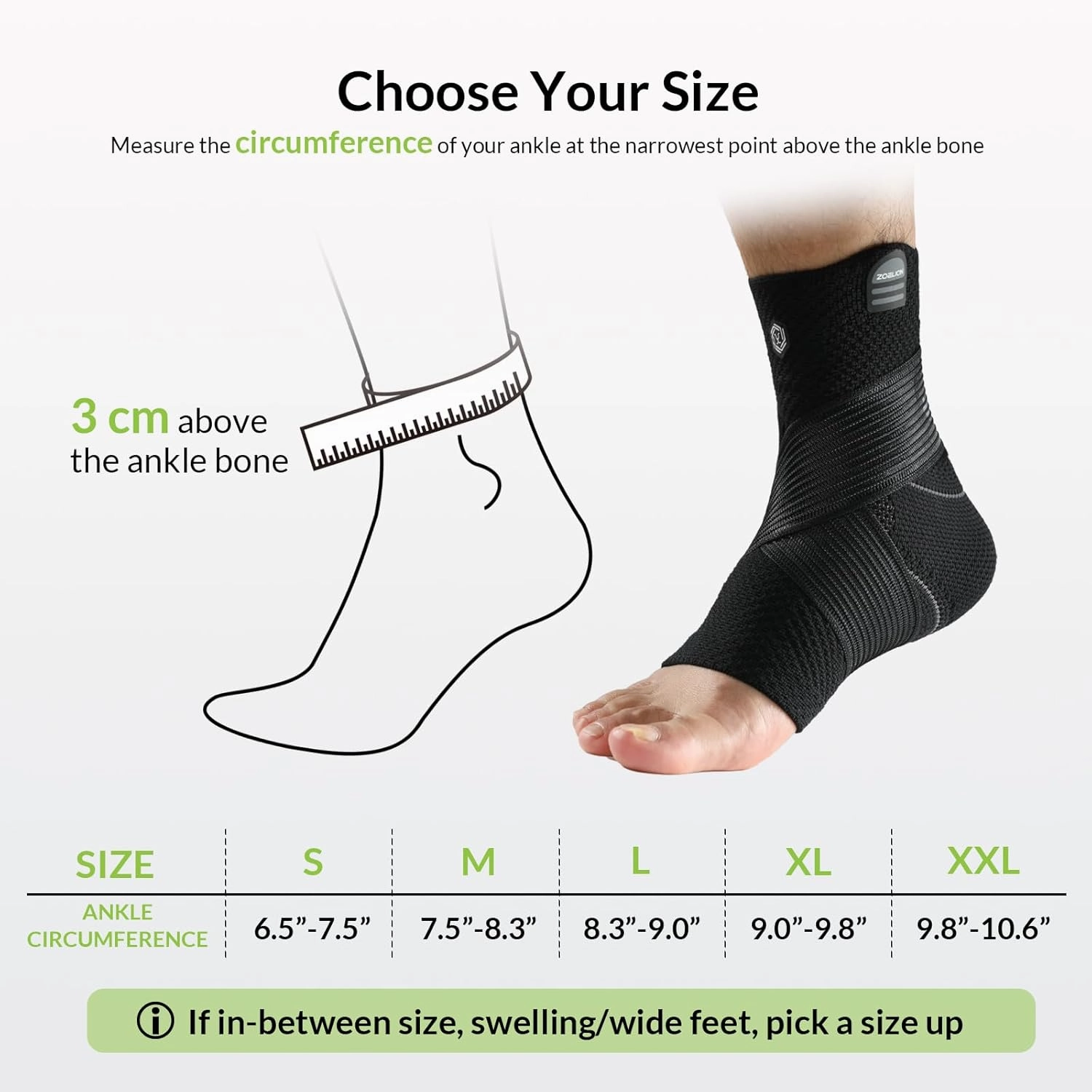 Ankle Brace Compression Support with Removable Fishnet Strap, 3D Knit Plantar Fasciitis Relief Achilles Tendonitis Brace, Ankle Compression Sleeve for Pain Relief & Injury Healing, Black/M
