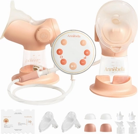 Annabella Double Electric Breast Pump - Simulates Baby’s Tongue with Adjustable Shield (18-24mm), FSA/HSA Eligible