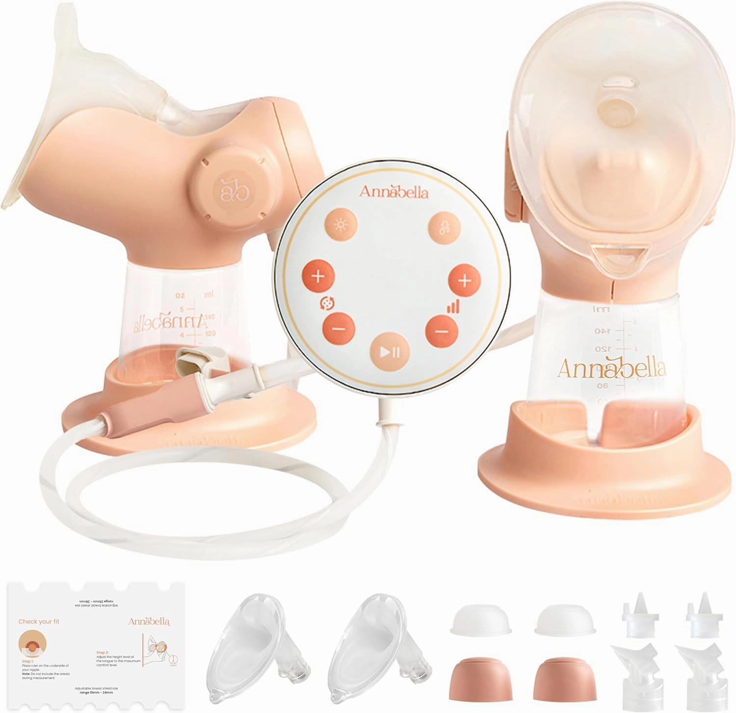 Annabella Double Electric Breast Pump - Simulates Baby’s Tongue with Adjustable Shield (18-24mm), FSA/HSA Eligible