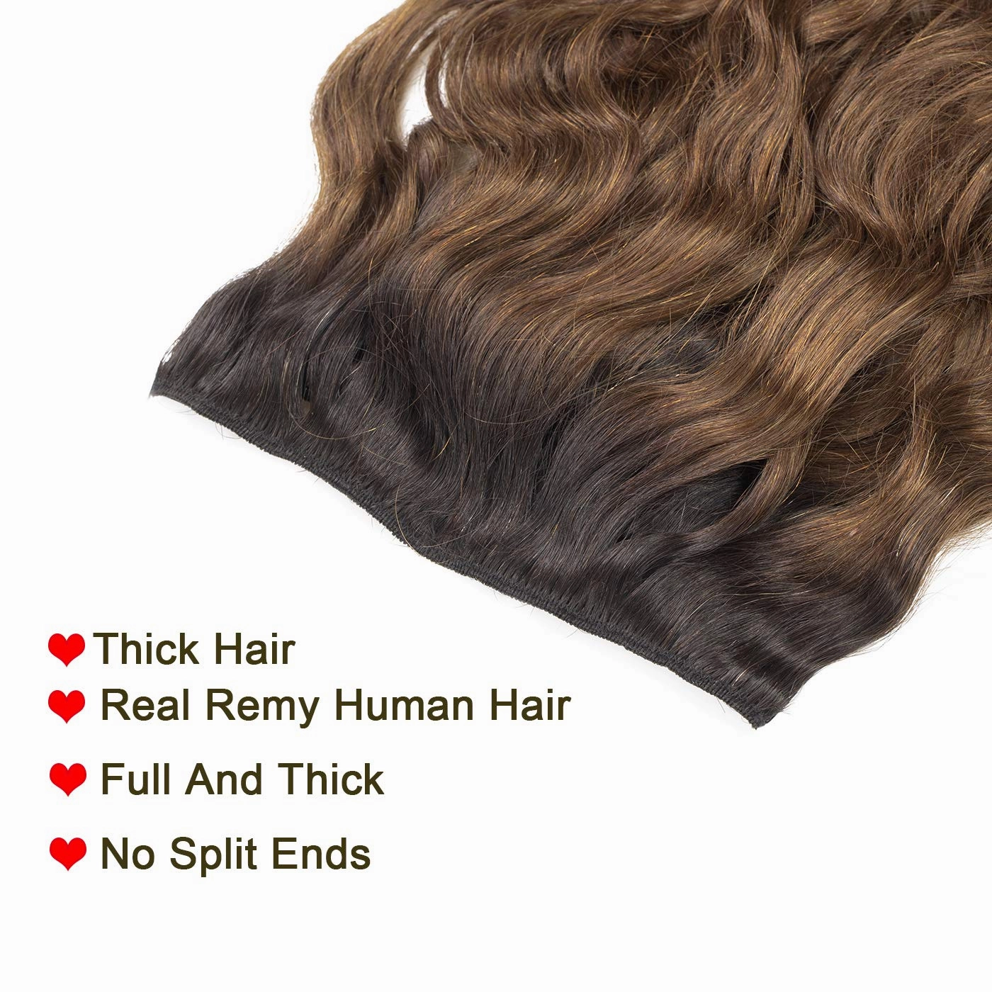 Anrosa Balayage Natural Wave #1B/4 Clips in Human Hair Extensions for Black Women 14inch Natural Black Color Fading into #4 Dark Brown Color with 7 Pieces 17 Steel Clips 120Gram Per Set