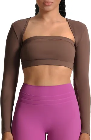 Aoxjox Women's Long Sleeve Open Front Lexi Lined Bolero Shrug Crop Top Cardigan