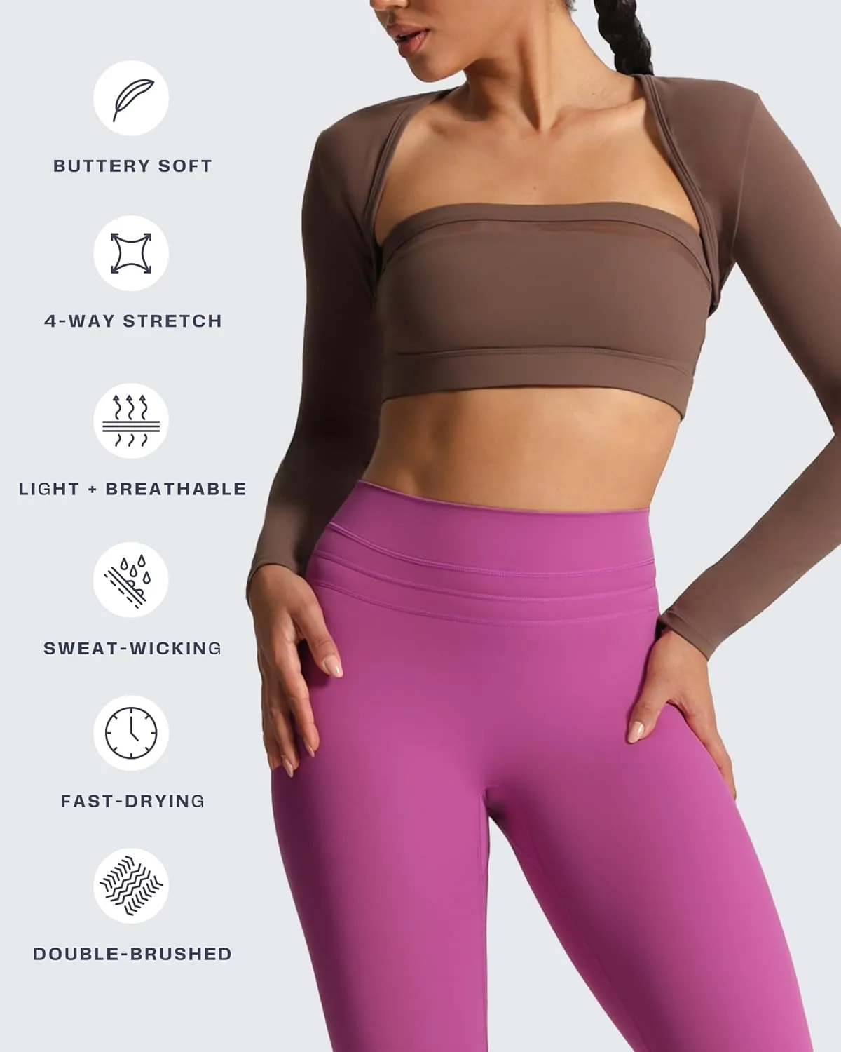 Aoxjox Women's Long Sleeve Open Front Lexi Lined Bolero Shrug Crop Top Cardigan