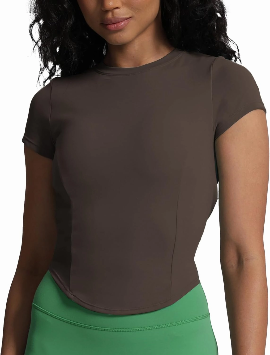Aoxjox Women's Short Sleeve T-Shirts GEO Baby Tee Workout Gym Yoga Crop Top