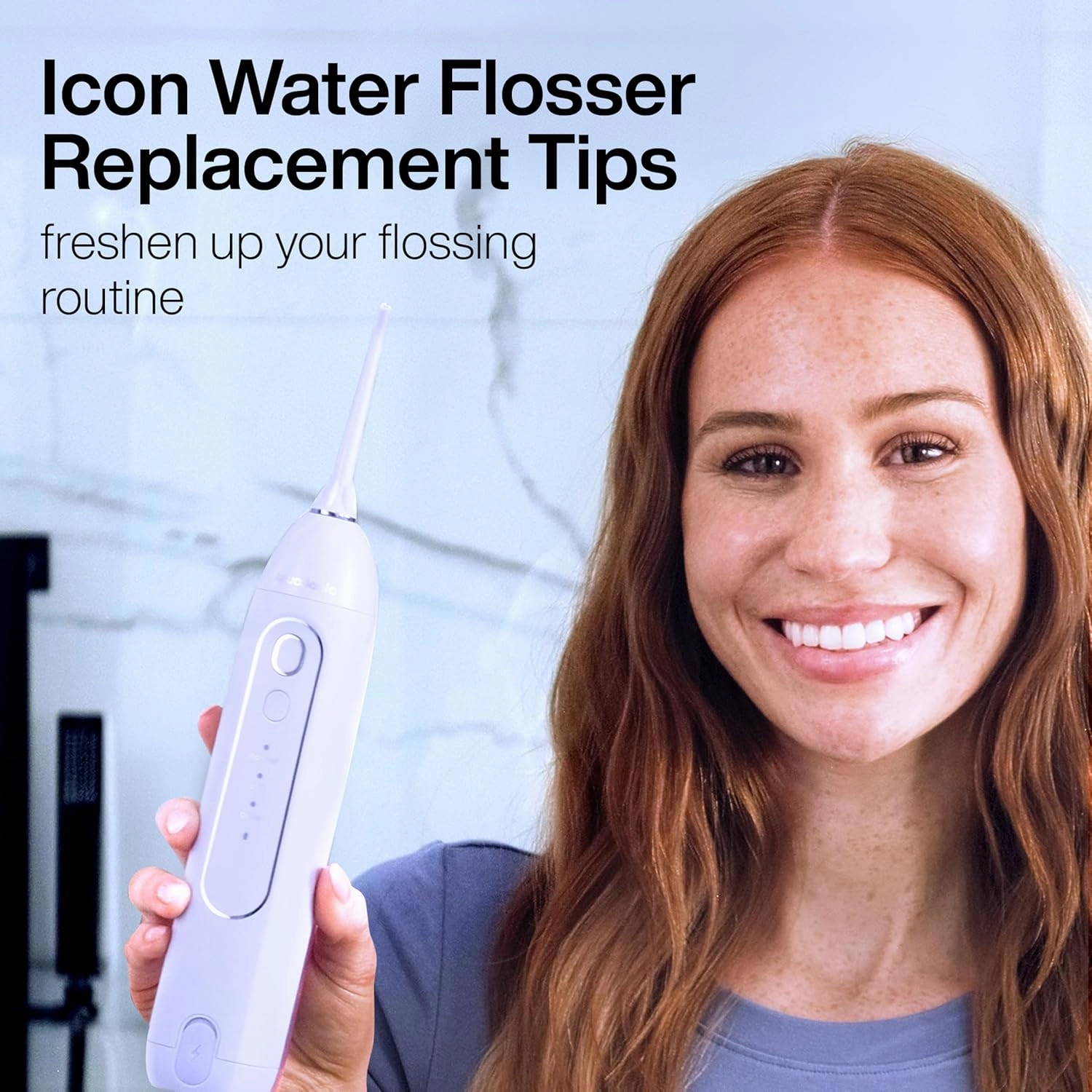 AquaSonic Icon Water Flosser Replacement Tips - 5 Tips, 4 Types: Standard, Periodontal, Orthodontic & Tongue Scraper - Genuine, Authentic Parts (Lilac)