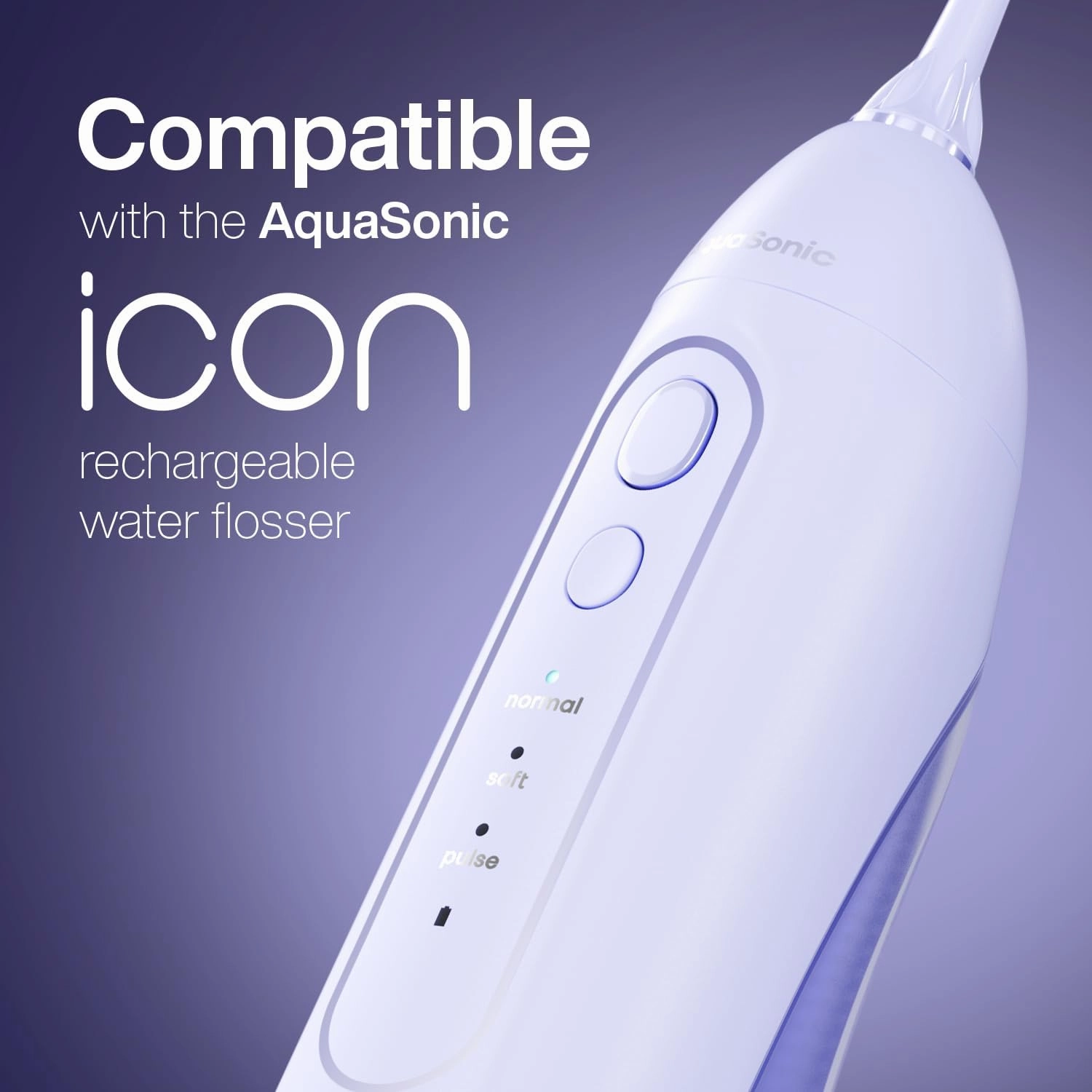 AquaSonic Icon Water Flosser Replacement Tips - 5 Tips, 4 Types: Standard, Periodontal, Orthodontic & Tongue Scraper - Genuine, Authentic Parts (Lilac)