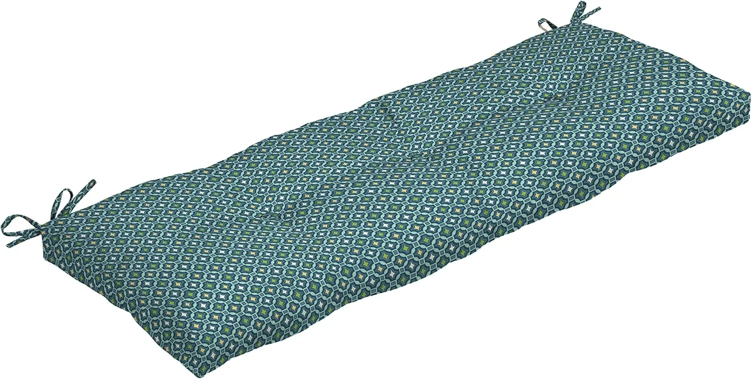 Arden Selections Outdoor Plush Classic Tufted Bench Cushion, 48 x 18, Water repellent, Fade Resistant, Tufted Bench Cushion for Bench and Swing 18 x 48, Alana Tile