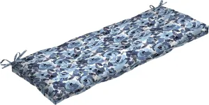 Arden Selections Outdoor Plush Classic Tufted Bench Cushion, 48 x 18, Water Repellent, Fade Resistant, Tufted Bench Cushion for Bench and Swing 18 x 48, Blue Garden Floral