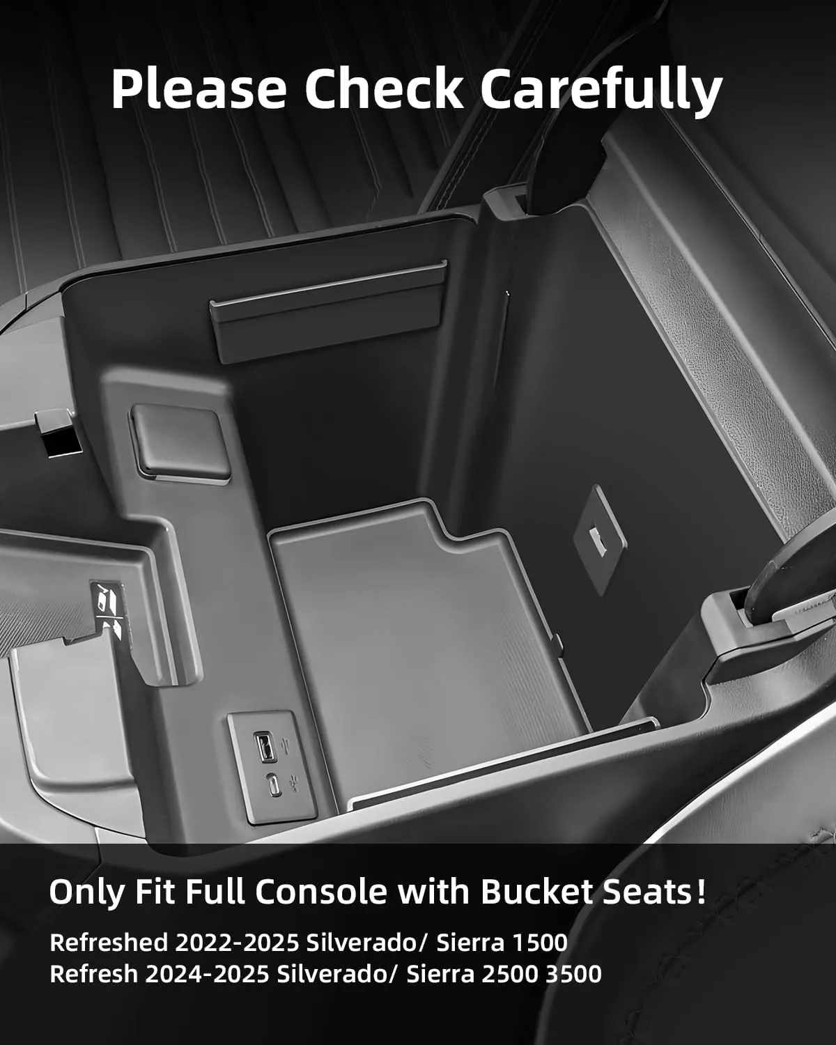 Armrest Organizer for 2023-2025 Chevy Silverado/GMC Sierra 1500 (Full Console w/Bucket Seats ONLY), Center Console Organizer, Console Tray Custom for Chevy Silverado Accessories，Blue
