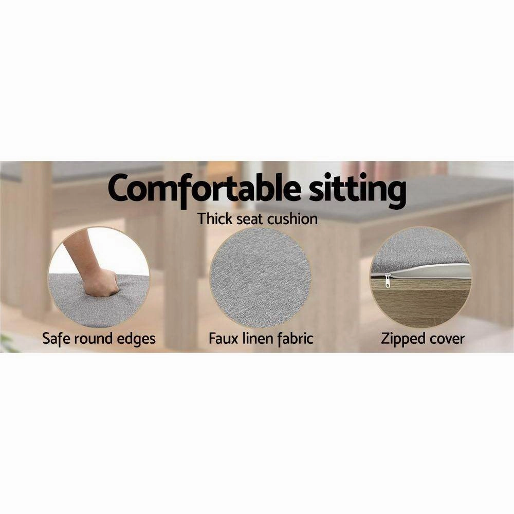 Artiss Dining Bench NATU Upholstery Seat Stool Chair Cushion Kitchen