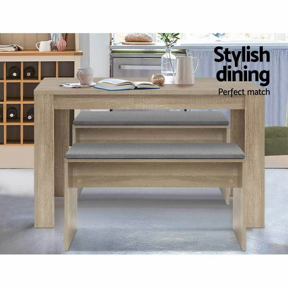 Artiss Dining Bench NATU Upholstery Seat Stool Chair Cushion Kitchen