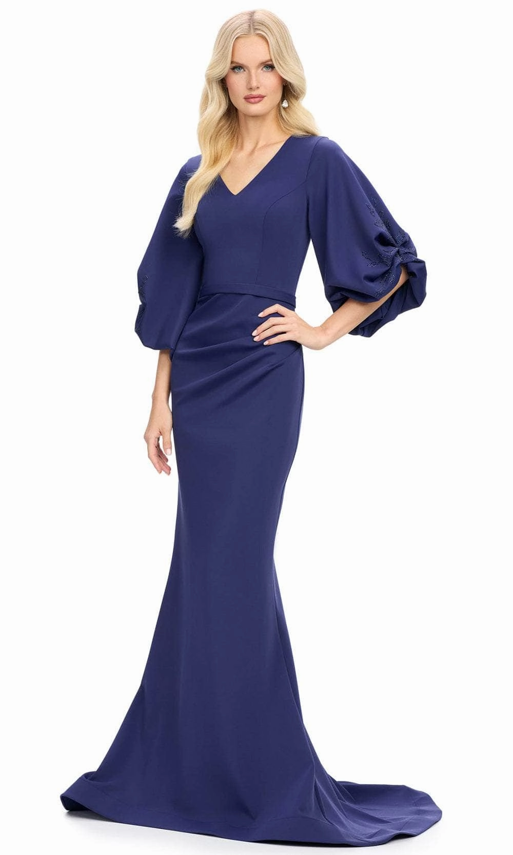 Ashley Lauren 11740 - Balloon Sleeve Mermaid Evening Gown