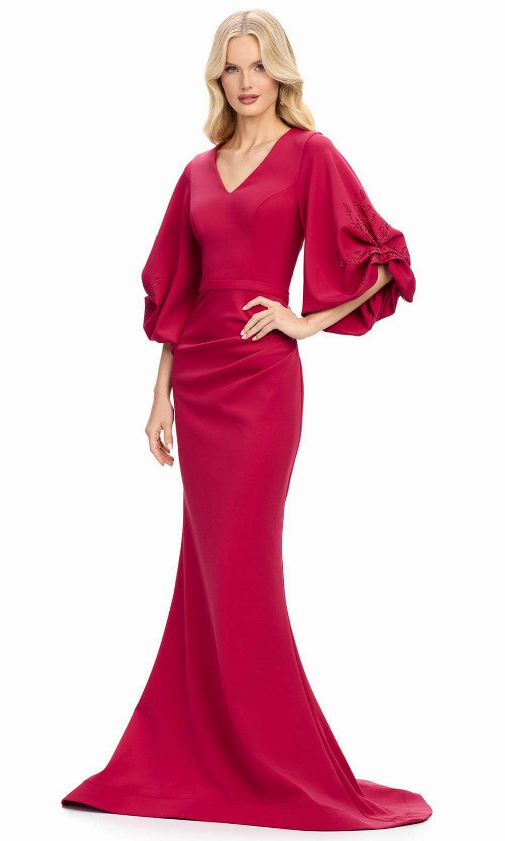 Ashley Lauren 11740 - Balloon Sleeve Mermaid Evening Gown