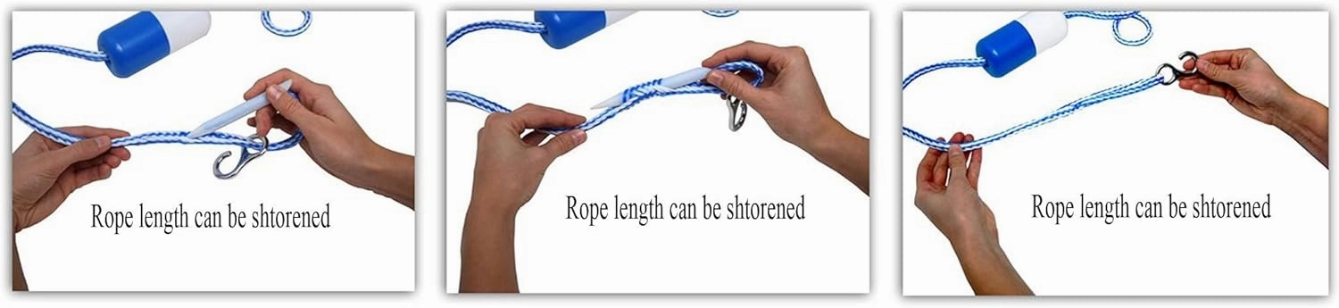 ATIE 18' Swimming Pool Safety Divider Rope and Float Line with 2 Pre-Assembled Stainless Hooks and 7 Bi-Tone Floating Buoys for Effective Visibility (18 FT)
