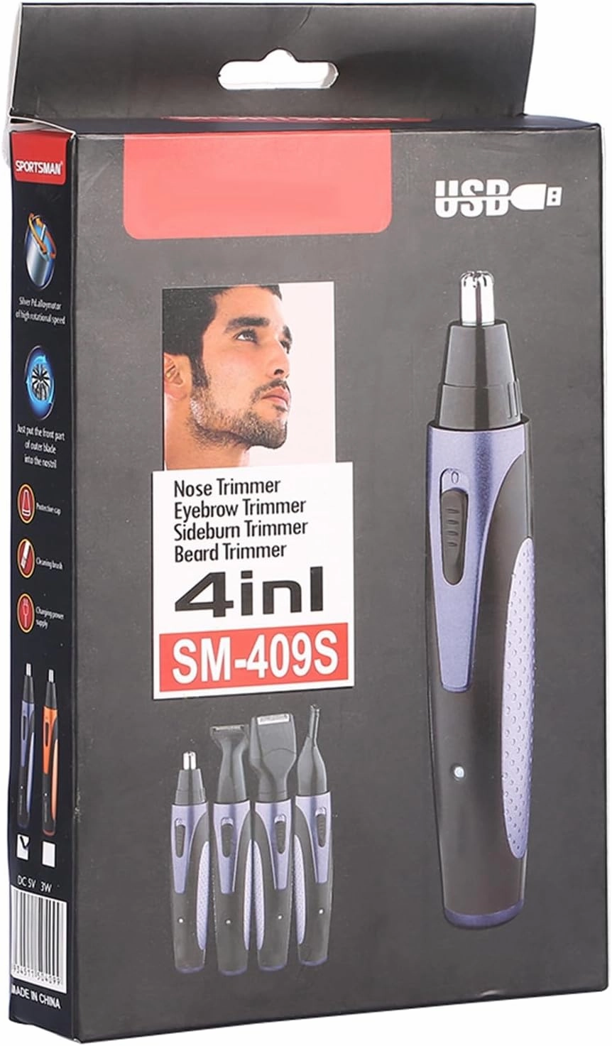 Automatic Rechargeable Nose Ear Beard Eyebrow Hair Removal Trimmer Set - 4 - in - 1 Electric Grooming Kit for Safe, Efficient Hair Removal at Home