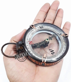 AV Solid Glass Pocket Compass Nautical Navigation Marine Tool Silver/Chrome for Grand Parents Hiking/Camping
