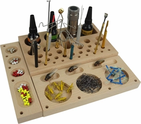 Aventik 3 in 1 Classic Wooden Fly Tying Tool Caddy Fishing Tools Organizer, Fly Tying Accessories Designed by Fly Tying Specialist