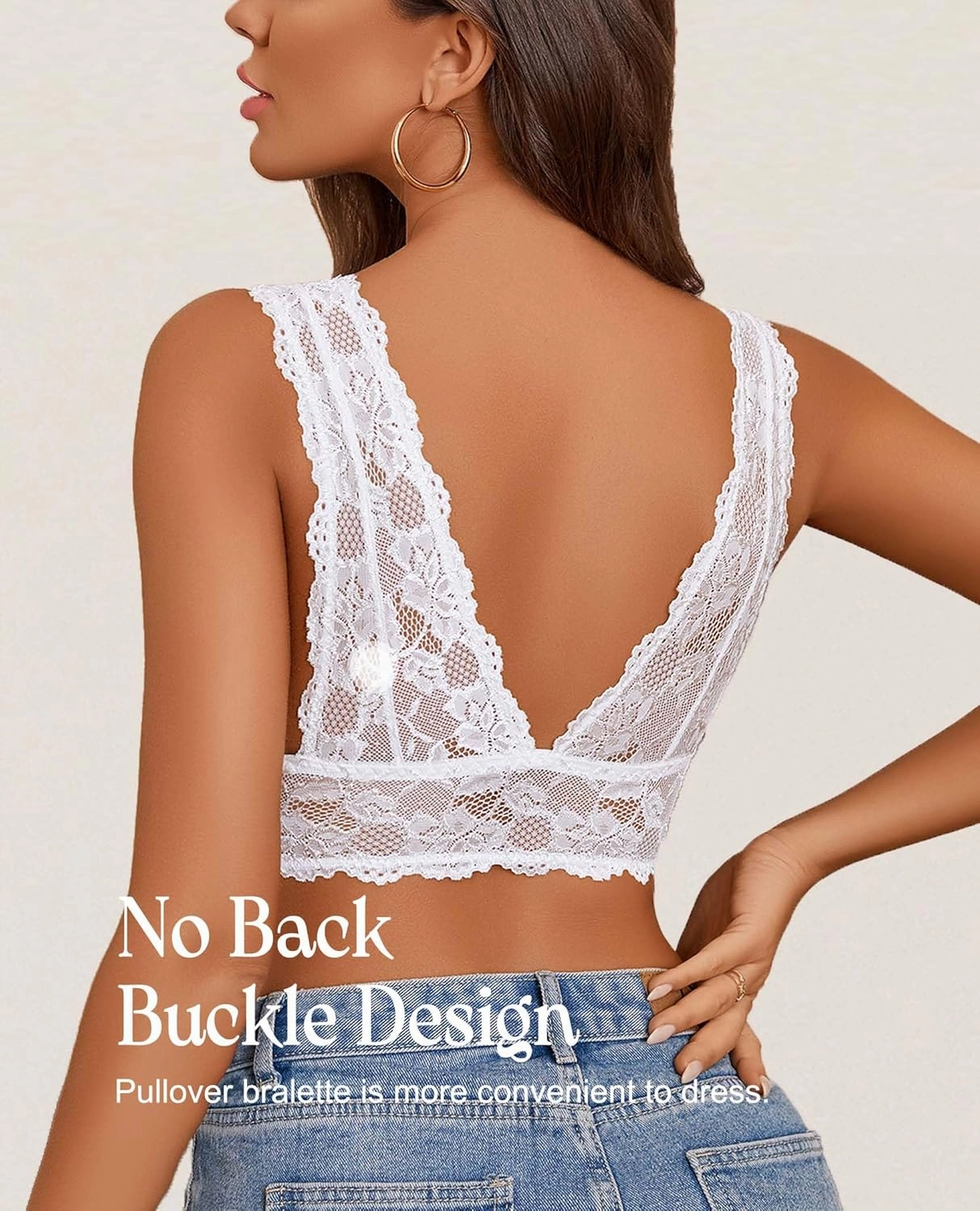 Avidlove Bralettes for Women Lace Bra Non Padded Longline Bralette Deep V Triangle Sexy Everyday Lingerie Bras