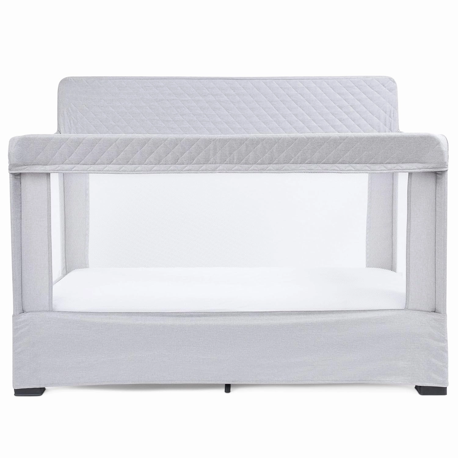 Baby Delight Lunaire Full Size Crib & Playard | Breathable Mesh Baby Crib | Tool-Free Assembly Baby Bed | Pebble Grey