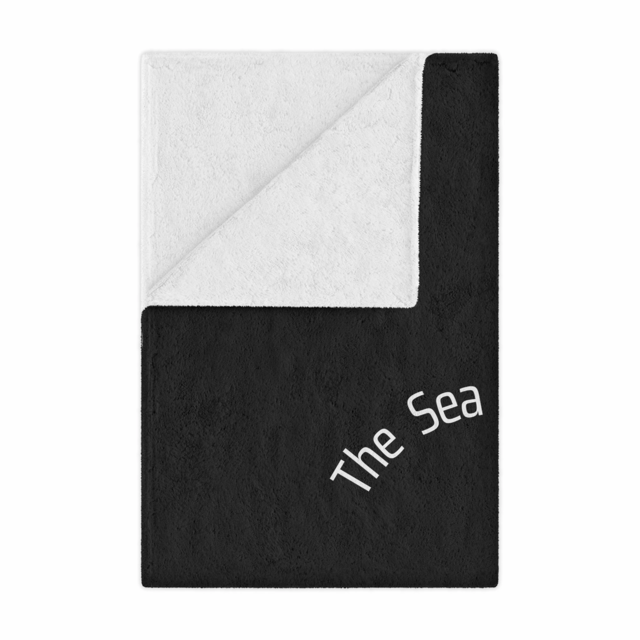 Baby Sea Turtle. The Sea is Calling. White on black. Minky Blanket