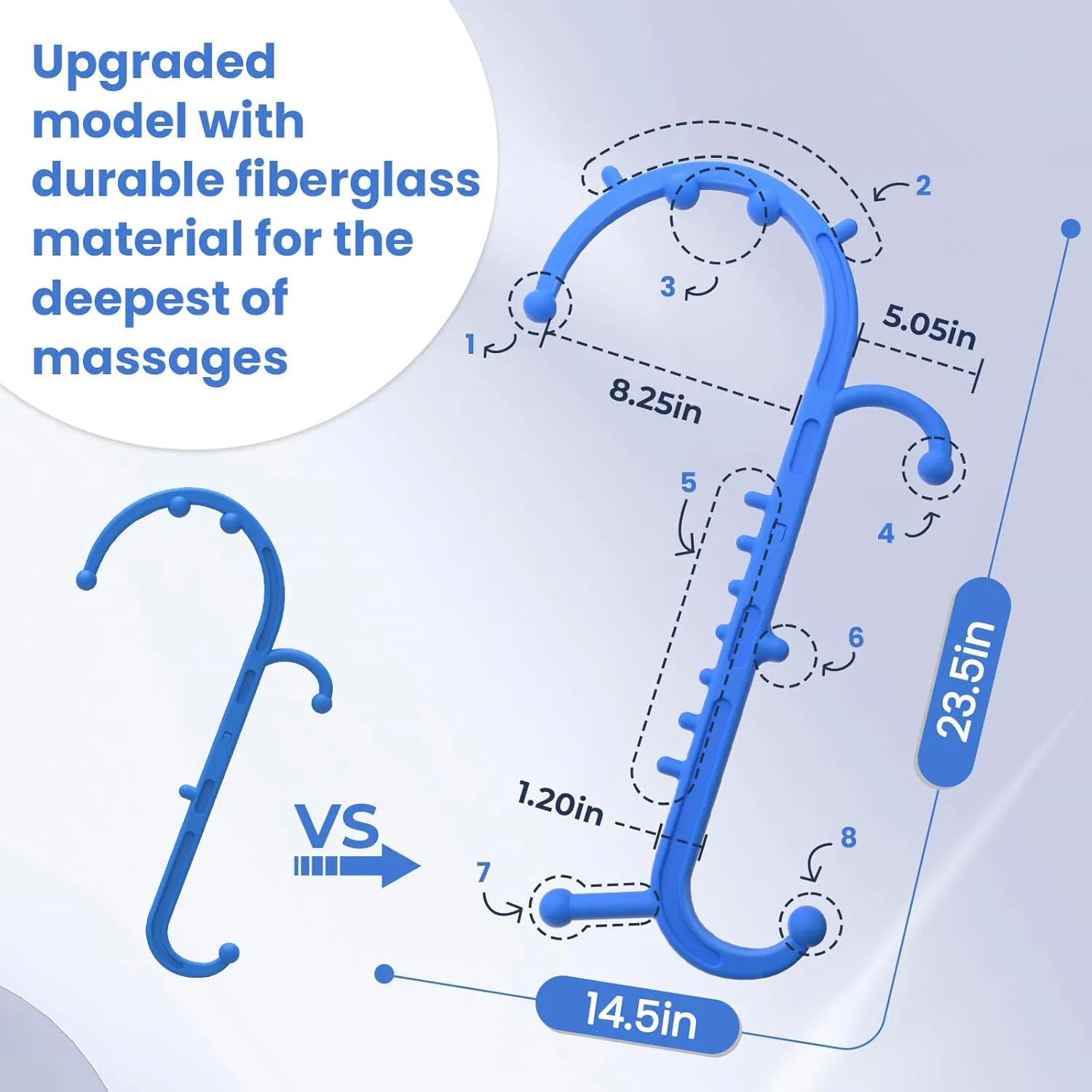 Back and Neck Massager, Full Body Trigger Point Massage Tool, Massage Stick for Pain Relief, Pressure Point Massage Tool, Massage Cane, Massage Hook, Muscle Knot Remover (Blue)