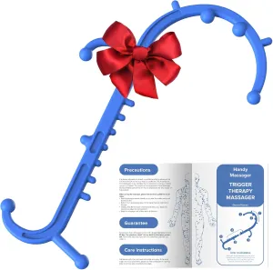 Back and Neck Massager, Full Body Trigger Point Massage Tool, Massage Stick for Pain Relief, Pressure Point Massage Tool, Massage Cane, Massage Hook, Muscle Knot Remover (Blue)
