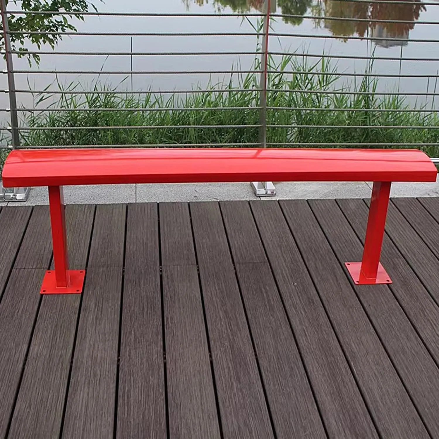 Backless Outdoor Garden Bench Galvanized Steel/Stainless Steel Park Chair Front Porch Furniture for Bus Stations, Gymnasiums, Shopping Malls, Scenic Spots(Yellow,150 * 22 * 45cm)