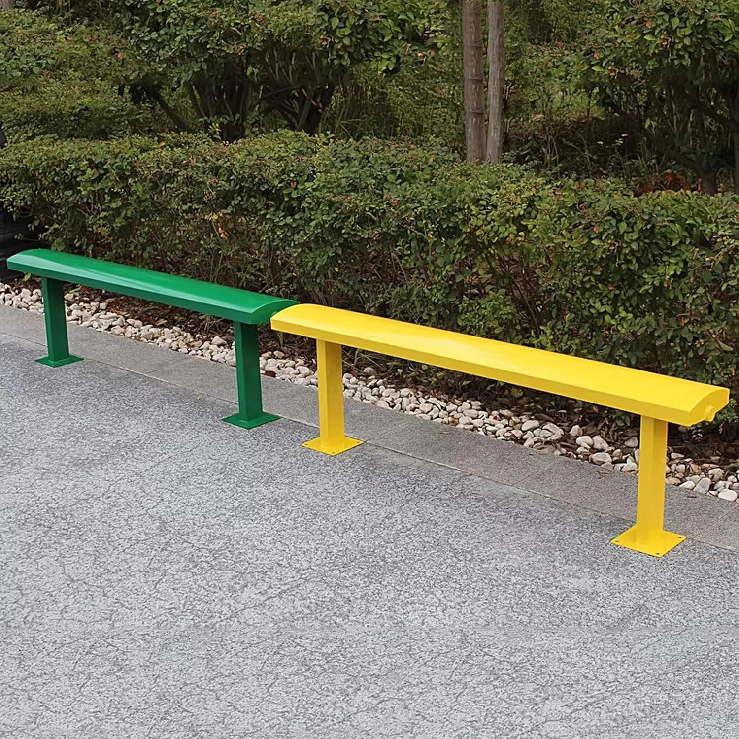 Backless Outdoor Garden Bench Galvanized Steel/Stainless Steel Park Chair Front Porch Furniture for Bus Stations, Gymnasiums, Shopping Malls, Scenic Spots(Yellow,150 * 22 * 45cm)