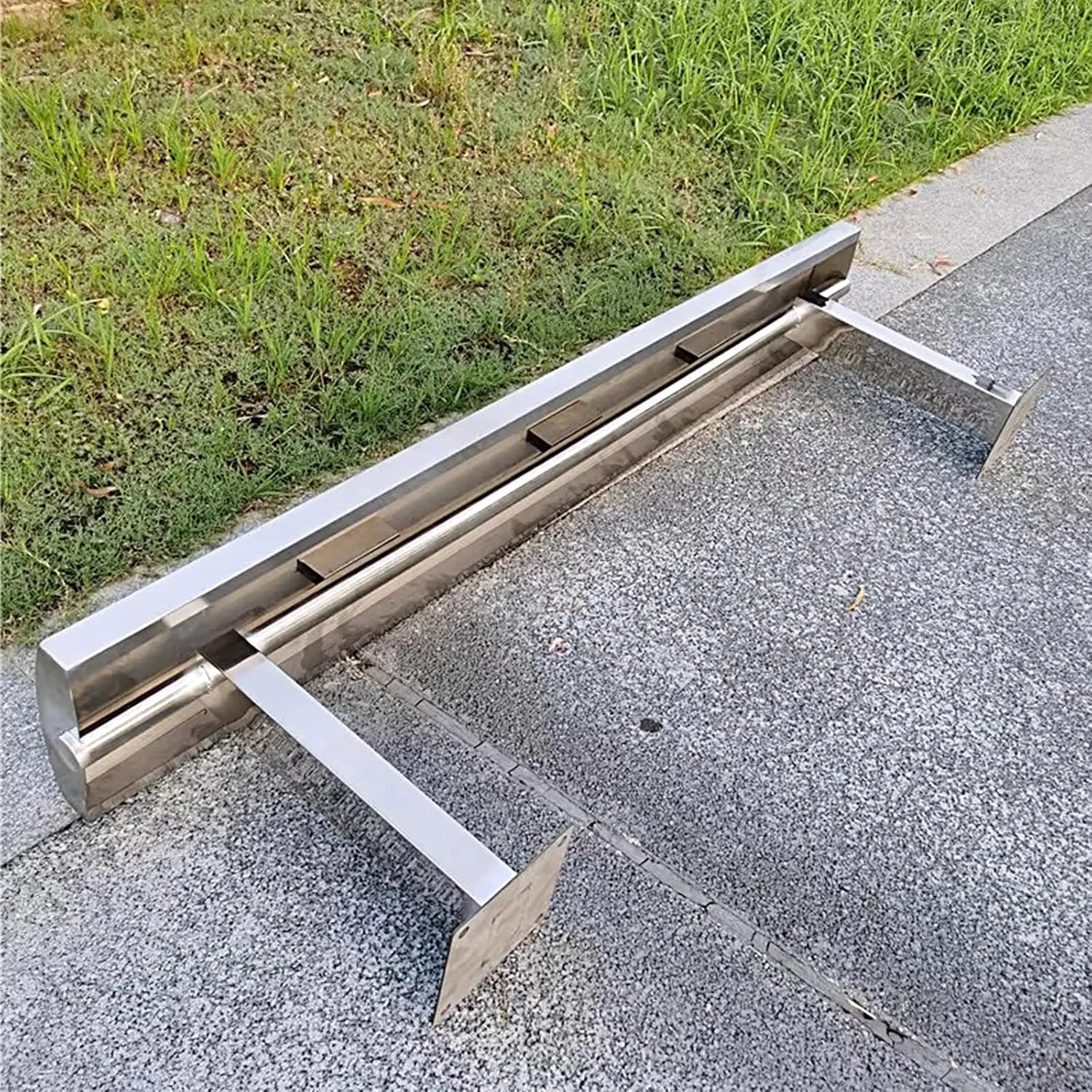 Backless Outdoor Garden Bench Galvanized Steel/Stainless Steel Park Chair Front Porch Furniture for Bus Stations, Gymnasiums, Shopping Malls, Scenic Spots(Yellow,150 * 22 * 45cm)