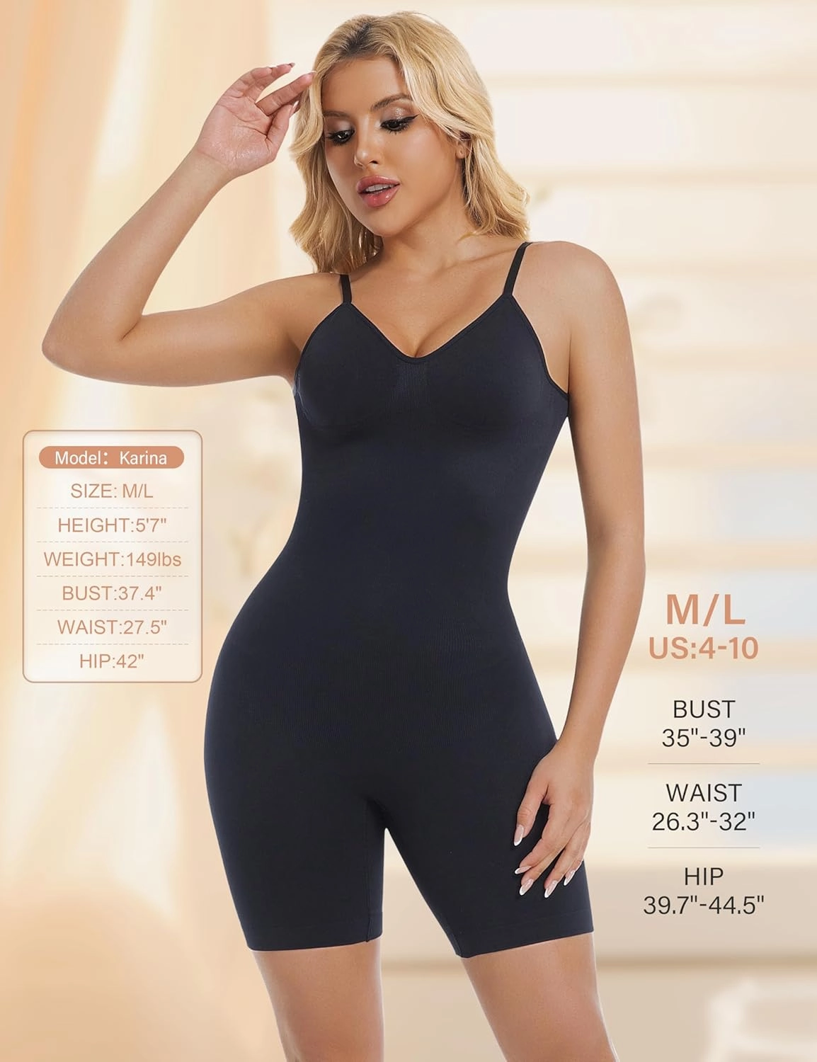 Backless Shapewear for Women Tummy Control Shapewear Low Back Bodysuit Seamless with Shorts Light Compression