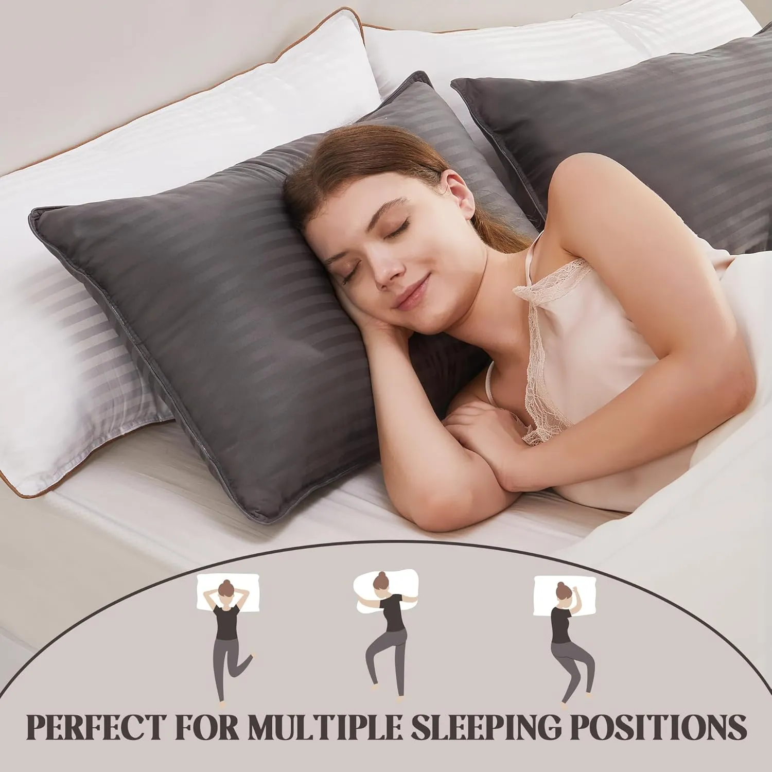 Bafode Bed Pillow, Pillows Standard Size Set of 2, Hotel Pillows for Bed, Soft Down Alternative Pillow for Side Sleepers, Back or Stomach Sleepers