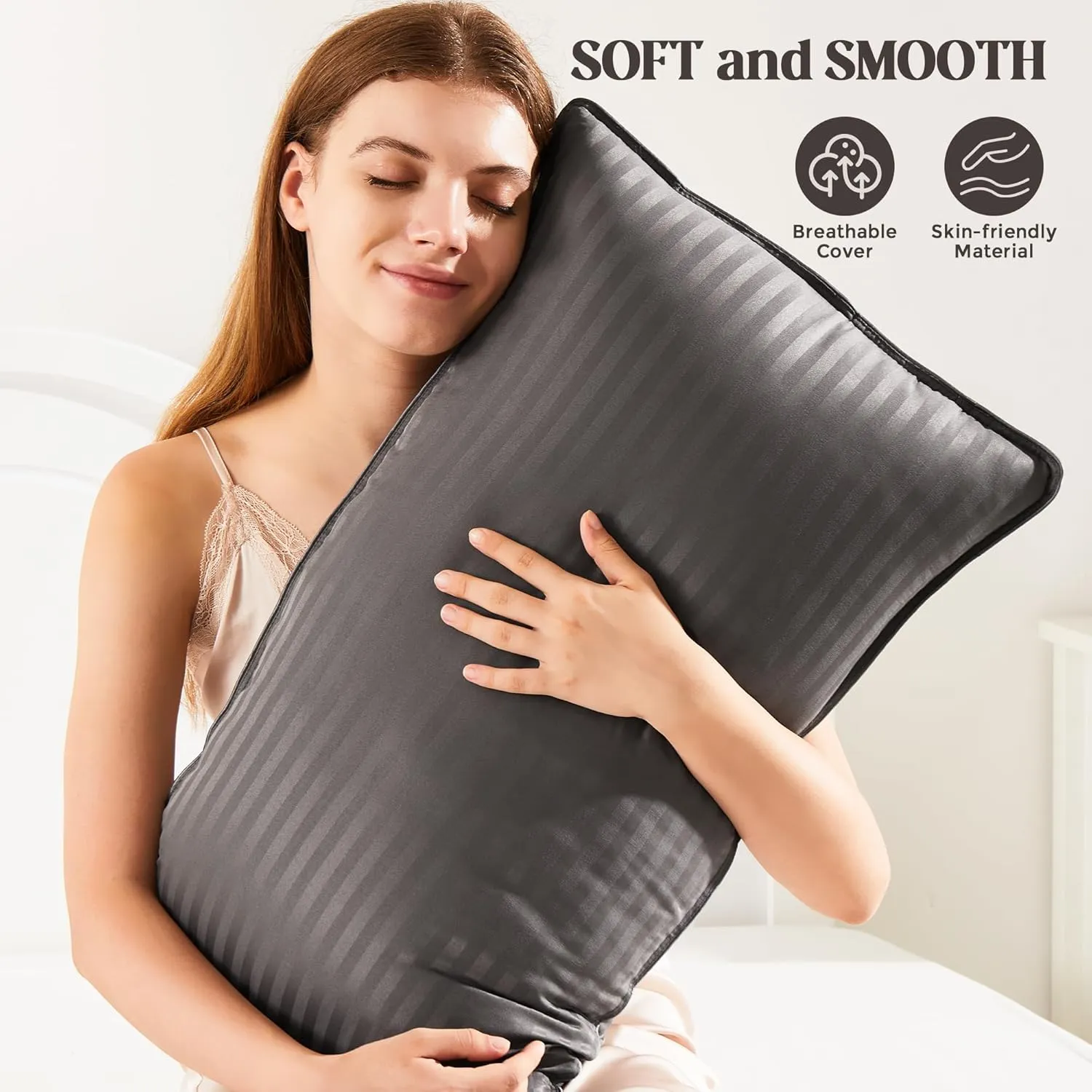 Bafode Bed Pillow, Pillows Standard Size Set of 2, Hotel Pillows for Bed, Soft Down Alternative Pillow for Side Sleepers, Back or Stomach Sleepers