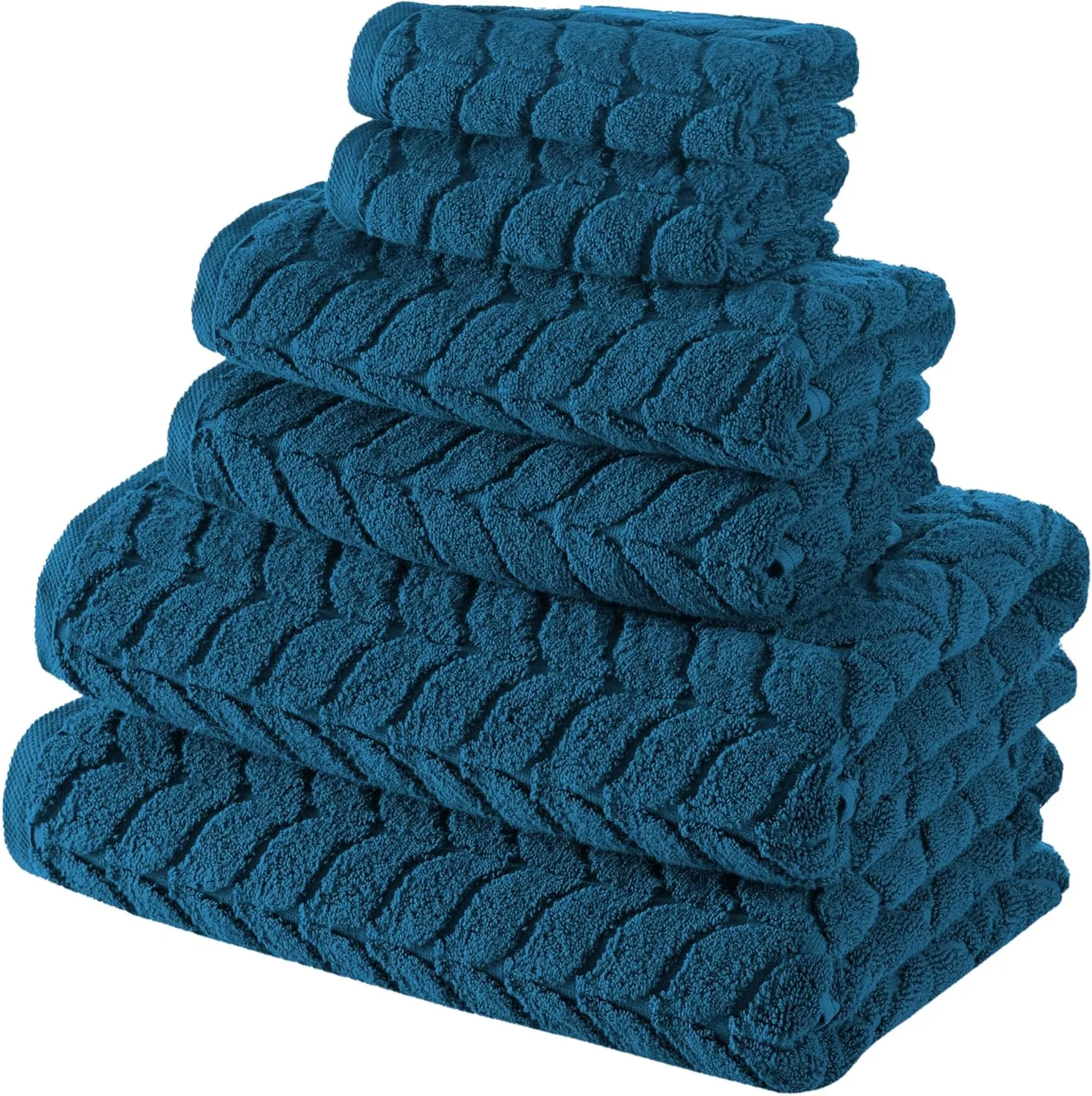 BAGNO MILANO Turkish Cotton Ultra-Soft Plush Absorbent Quick Dry Bathroom Towel Set, Made in Turkey (Petrol Blue, 6 pcs Towel Set)