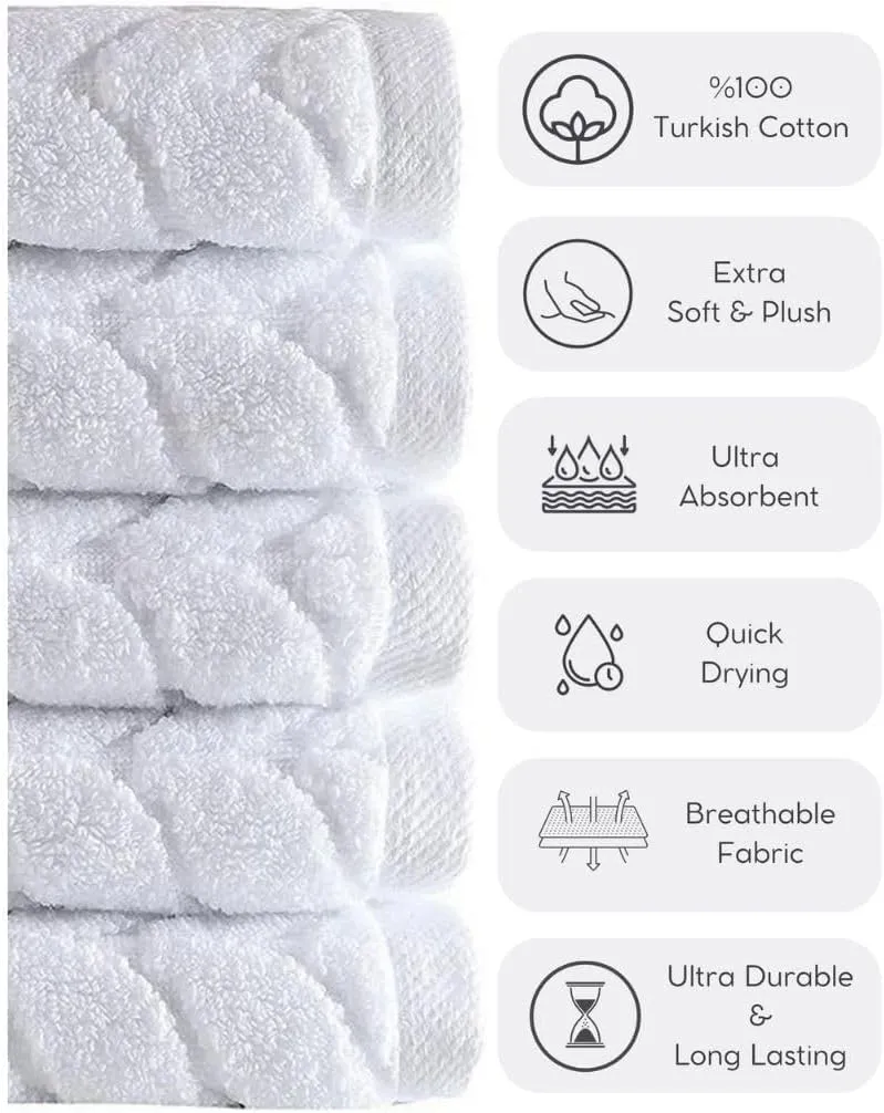 BAGNO MILANO Turkish Cotton Ultra-Soft Plush Absorbent Quick Dry Bathroom Towel Set, Made in Turkey (Petrol Blue, 6 pcs Towel Set)