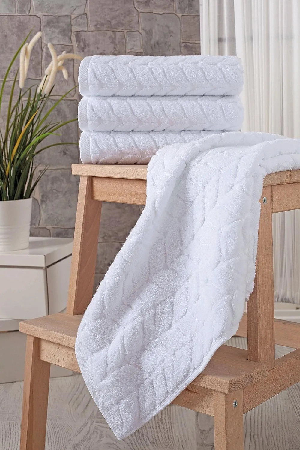 BAGNO MILANO Turkish Cotton Ultra-Soft Plush Absorbent Quick Dry Bathroom Towel Set, Made in Turkey (White, 6 pcs Towel Set)