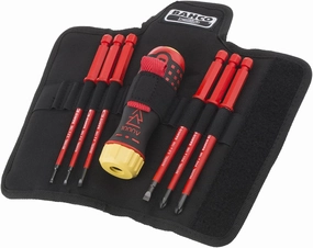 Bahco 808061 Insulated Ratcheting Interchangeable Blade Screwdriver Set, 1000 Volt