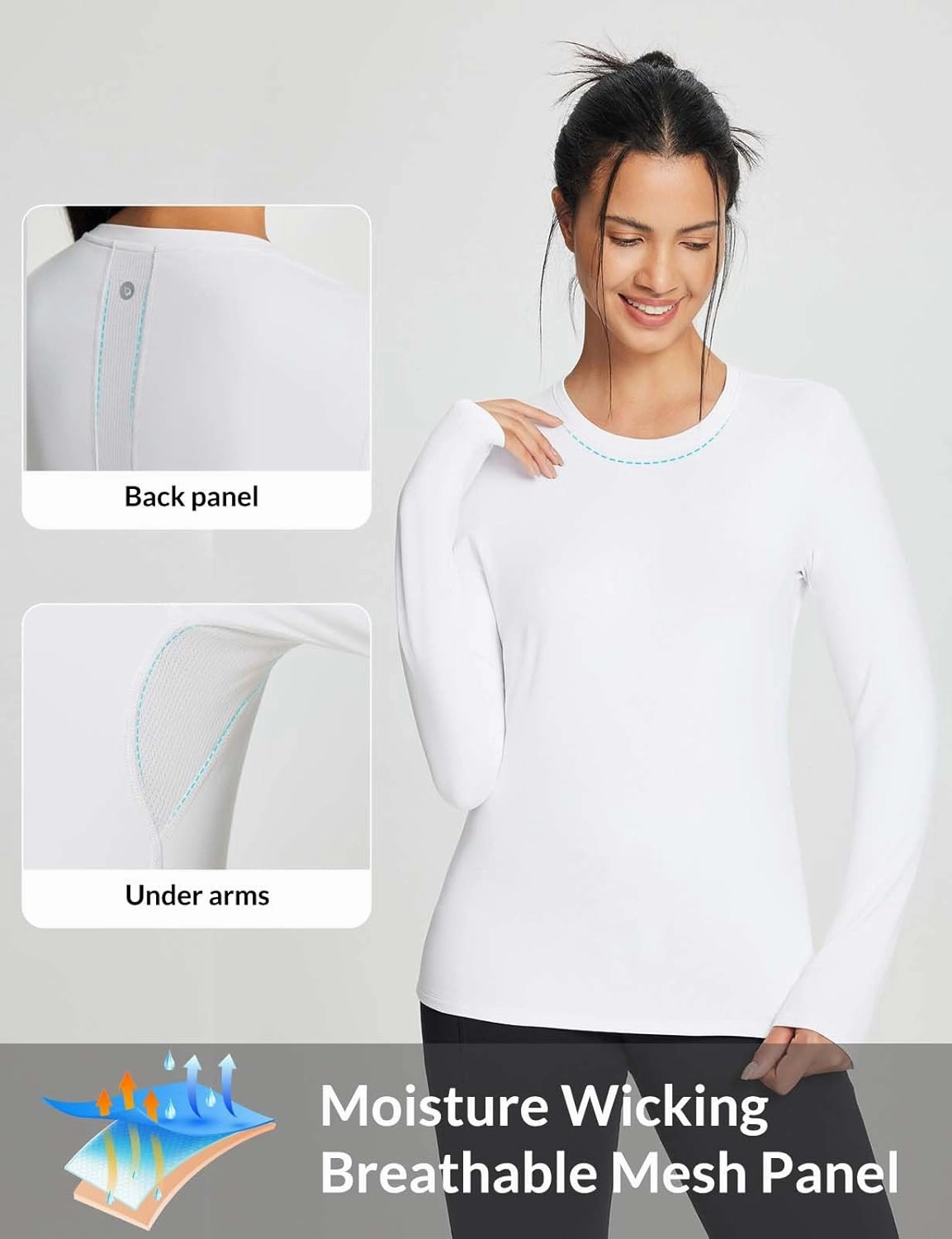 baleaf Women's Thermal Shirts Crewneck Fleece Lined Long Sleeve Tops Running Workout Ski Base Layer Winter Cold Weather