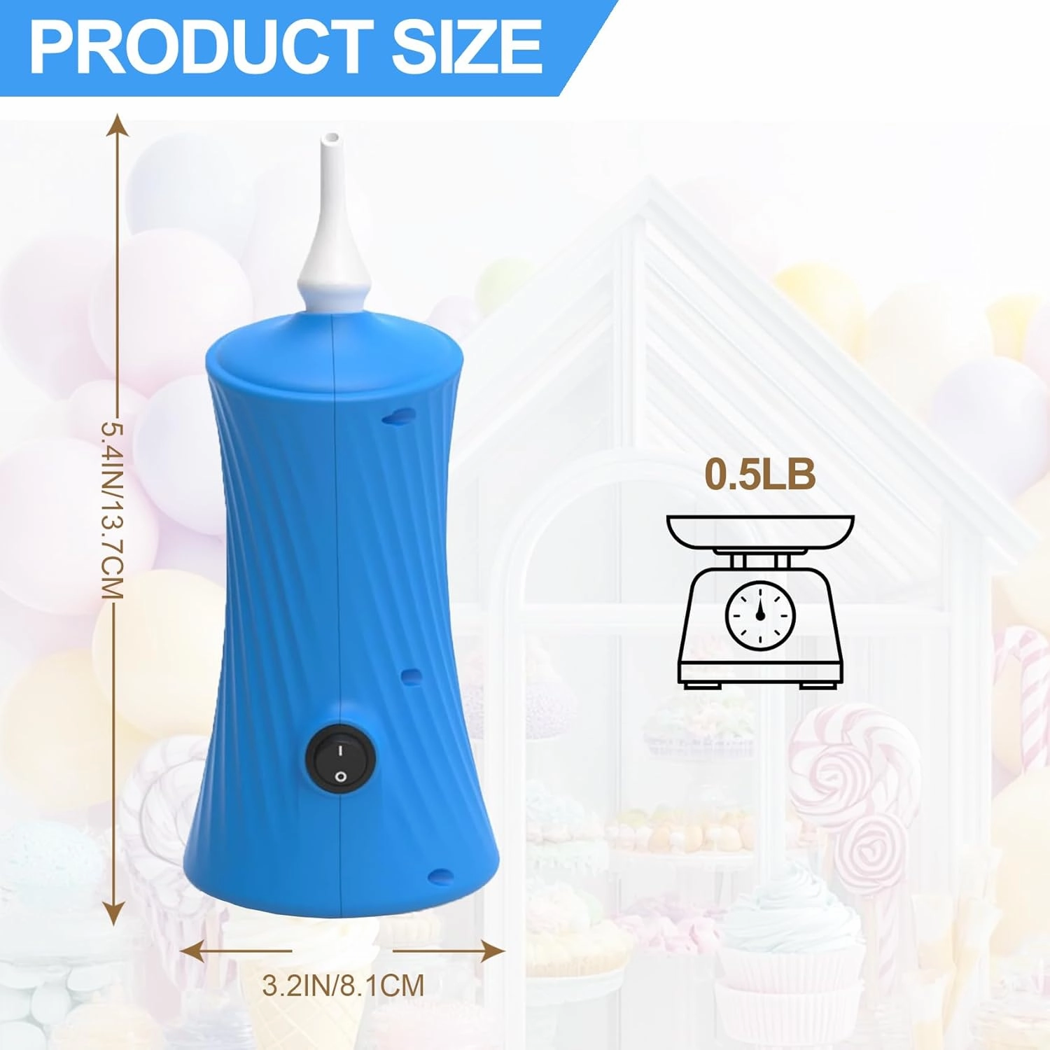 Balloon Pump Electric - Portable Air Balloon Pump for Long Balloons, Balloon Blower Inflator Machine for Twisty, Animal Classic Round, Foil, Latex Balloons