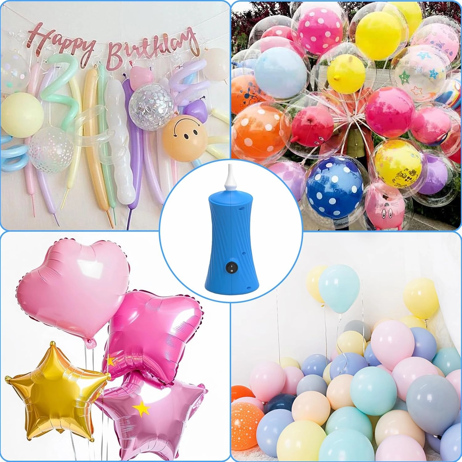 Balloon Pump Electric - Portable Air Balloon Pump for Long Balloons, Balloon Blower Inflator Machine for Twisty, Animal Classic Round, Foil, Latex Balloons