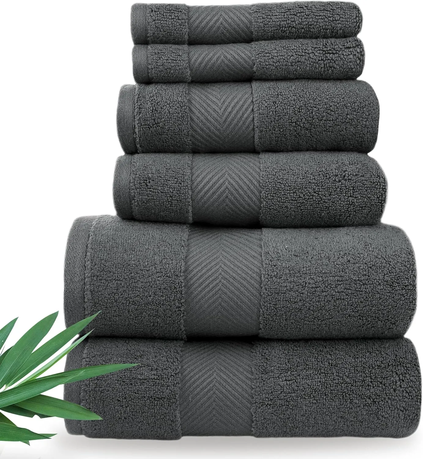 Bamboo Viscose Bath Towels - Ultra Soft & Plush 700 GSM Luxury Bath Towels - Super Absorbent & Quick Drying - 6 Piece Towel Set (Granite Grey)