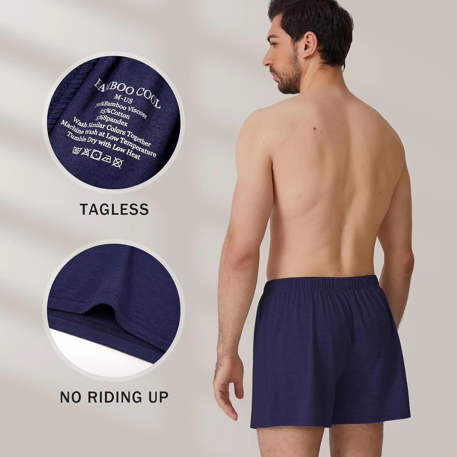 BAMBOO COOL Men's Boxer Short 3-Pack Bamboo Boxers for Men Classic Relaxed Fit Stretch Short