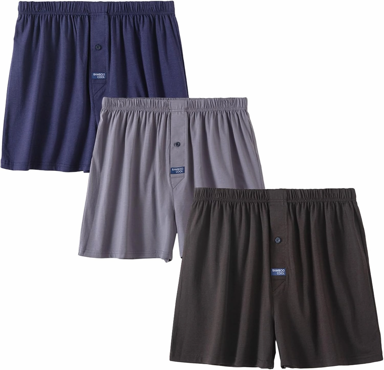 BAMBOO COOL Men's Boxer Short 3-Pack Bamboo Boxers for Men Classic Relaxed Fit Stretch Short