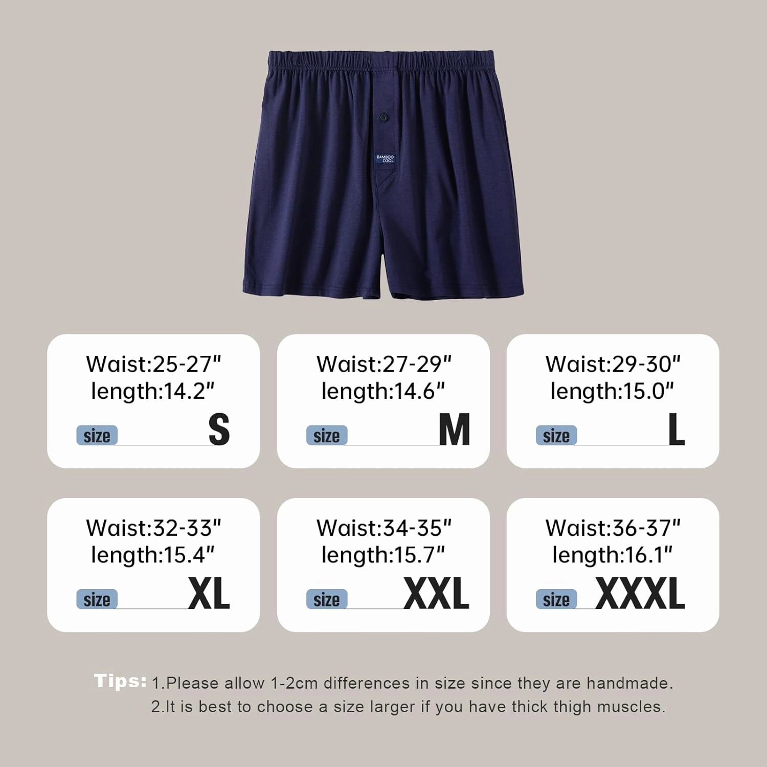 BAMBOO COOL Men's Boxer Short 3-Pack Bamboo Boxers for Men Classic Relaxed Fit Stretch Short