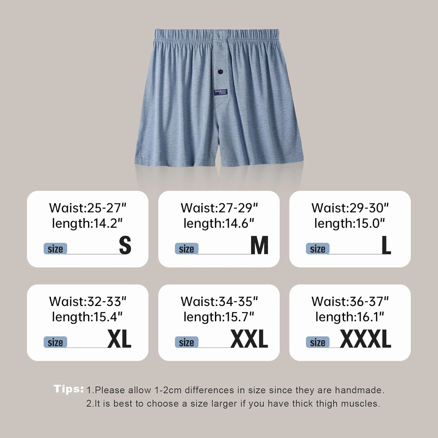BAMBOO COOL Men's Boxer Short 3-Pack Bamboo Boxers for Men Classic Relaxed Fit Stretch Short