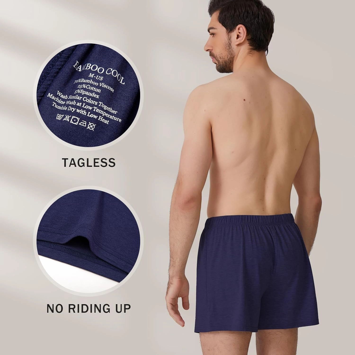 BAMBOO COOL Men's Boxer Short 3-Pack Bamboo Boxers for Men Classic Relaxed Fit Stretch Short