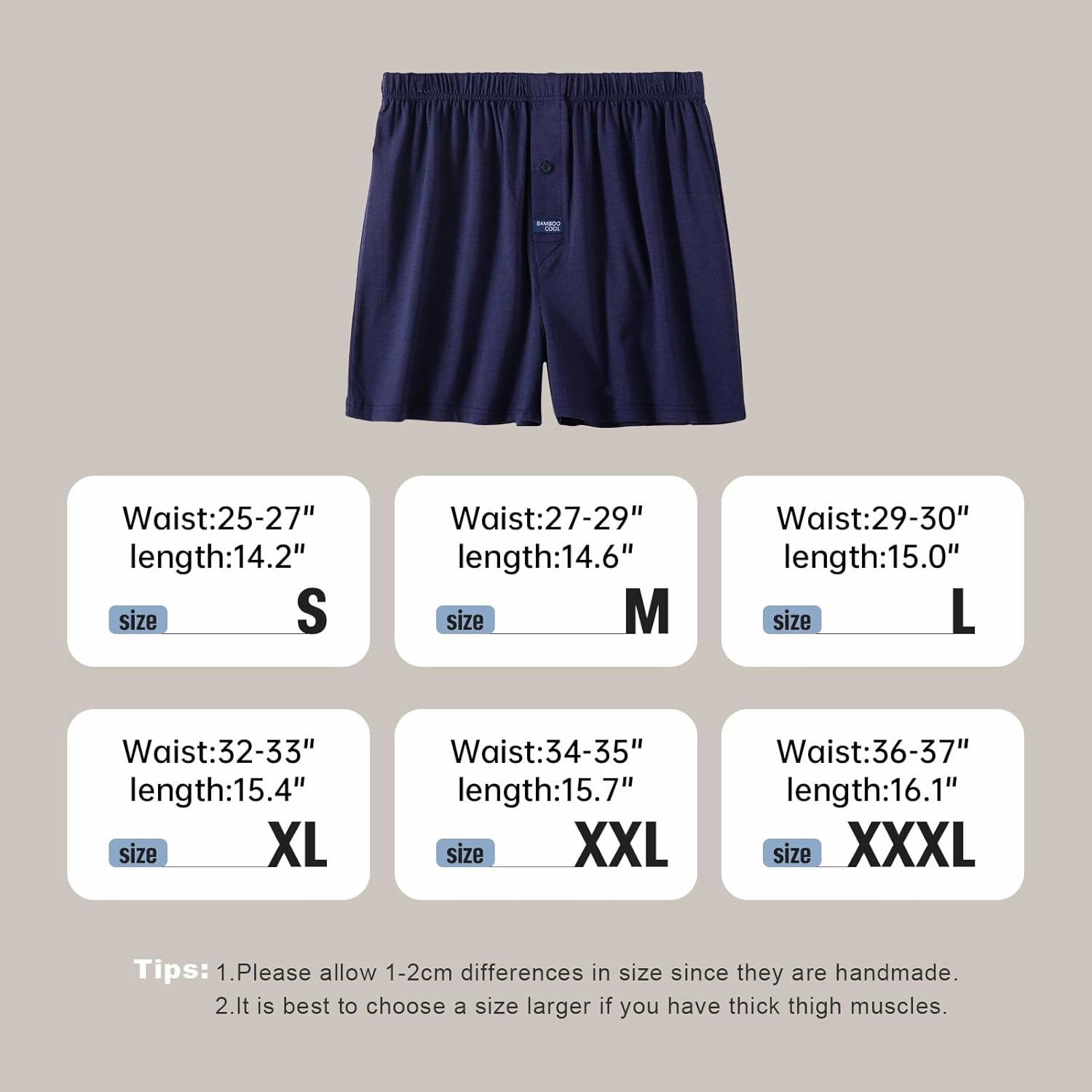 BAMBOO COOL Men's Boxer Short 3-Pack Bamboo Boxers for Men Classic Relaxed Fit Stretch Short