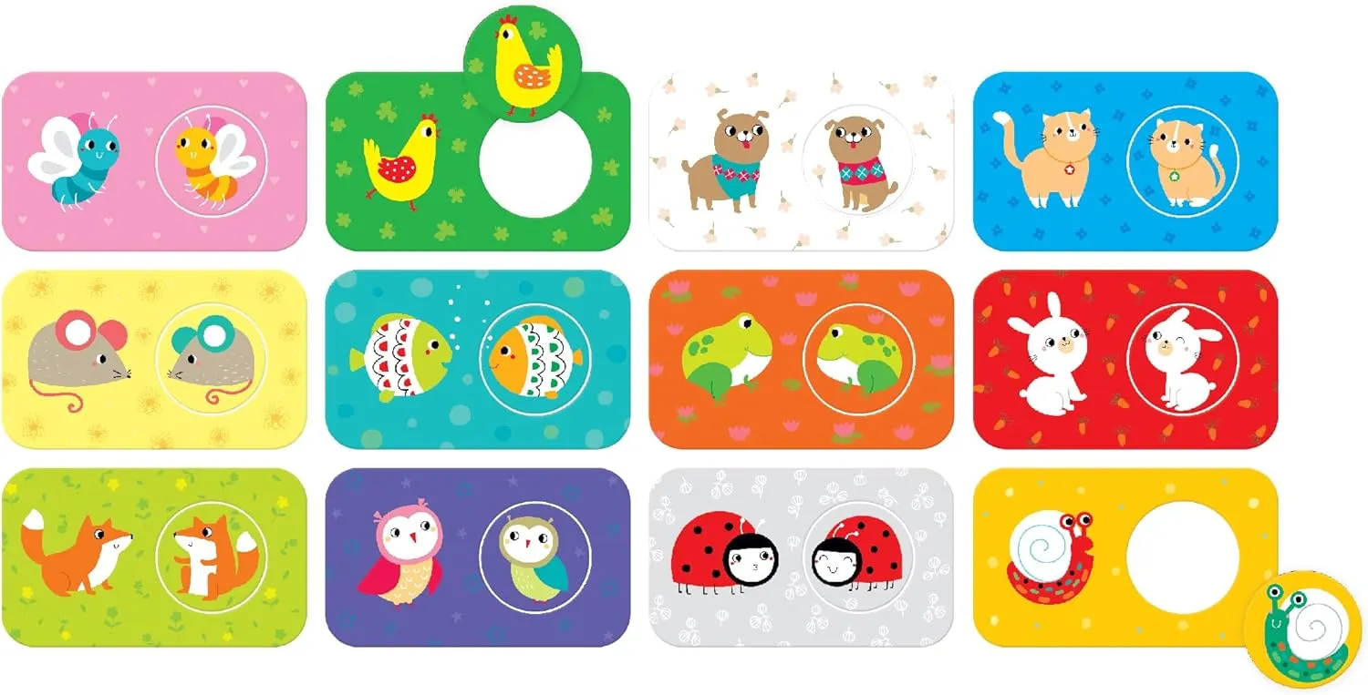 Banana Panda Match The Buddies Toddler Puzzles - Beginner Puzzles Set & Matching Activity with 12 Large 2-Piece Puzzles for Early Learning and Motor Skills Development, for Kids Ages 15 Months & up