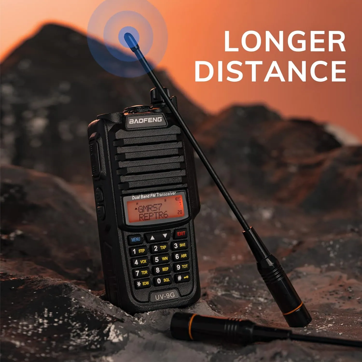 BAOFENG UV-9G GMRS Radio, IP67 Waterproof Two Way Radio for Adults, NOAA Scanner & Receiver Long Range Rechargeable Handheld Radio, Repeater Compatible, with Programming Cable