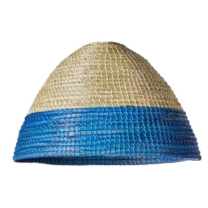 Barolo pendant shade in natural seagrass with turquoise stripe